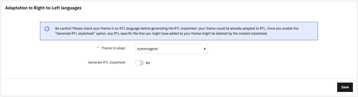 RTL stylesheet generation in the Back Office